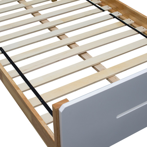 White & Natural Galaxy Wooden King Single Bed