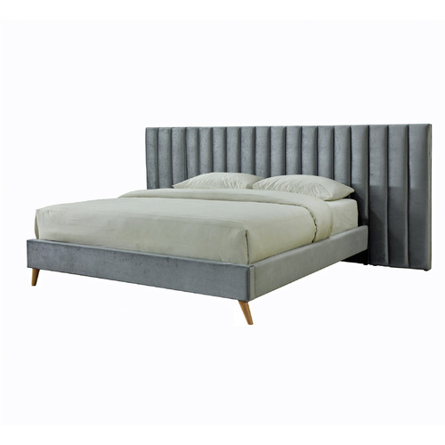 Aurora Velvet King Bed with Extendable Bedhead & Side Tables