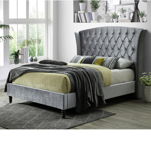 VIC Furniture Royal Velvet Queen Bed Frame Temple & ster