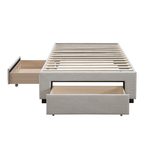 Gigi's Garden Oat White Astro King Single Storage bed Base with Mattress Temple & ster