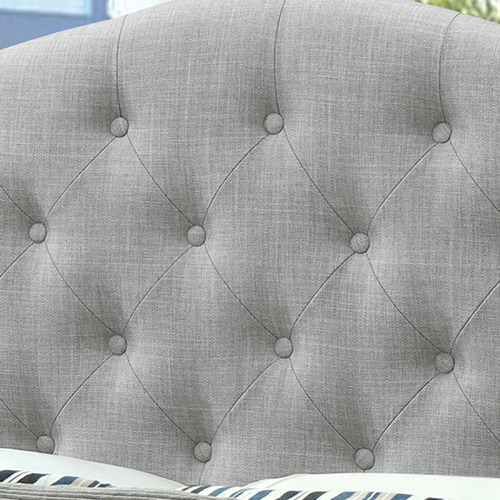 VIC Furniture Grey Kiev Upholstered Bed Frame with Storage Temple