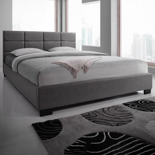 Vic Furniture Light Grey Liam, Grey Upholstered King Size Bed Frame