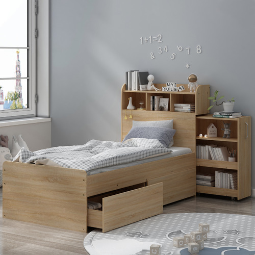 VIC Furniture Light Oak Galway Bed with Storage Temple & Webster