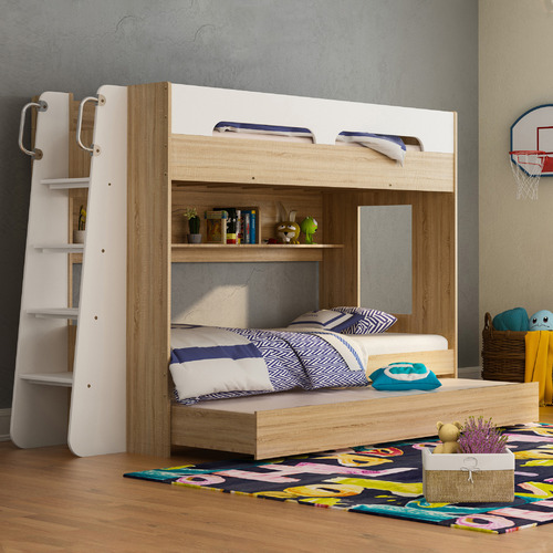 Single Trio Bunk Bed With Trundle, Best Rated Bunk Beds With Trundle