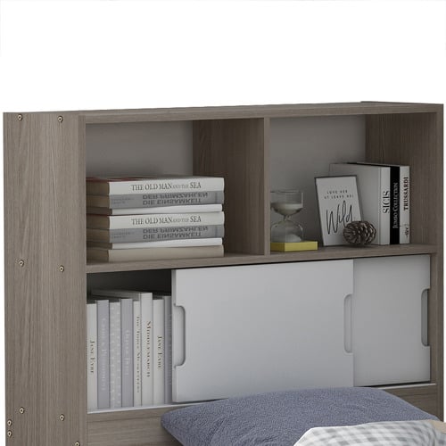 Light Grey & White Quentin Storage Bookcase Bed
