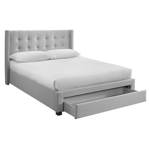 Gigi's Garden Oat White Atlanta Upholstered Double Bed with Storage