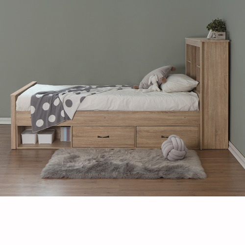 Vic Furniture Jeppe Oak King Single Bed, Single Bed With Storage Drawers Australia