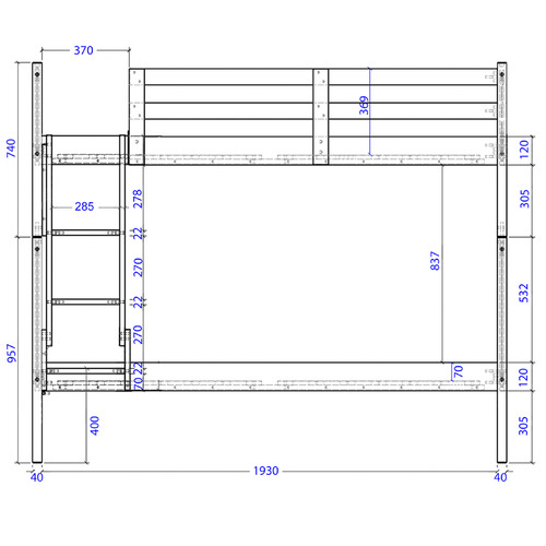 Springfield Single Over Double Bunk Bed with Hanging Shelf & 2 Drawers