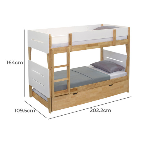 Irvine Rubber Wood Convertible Bunk Bed with Trundle