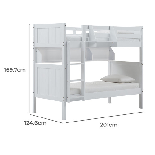 Springfield Wooden Single Convertible Bunk Bed with Hanging Shelf