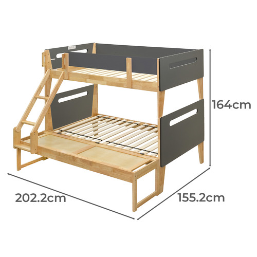 Casla SingleOverDouble Rubberwood Bunk Bed Temple & ster
