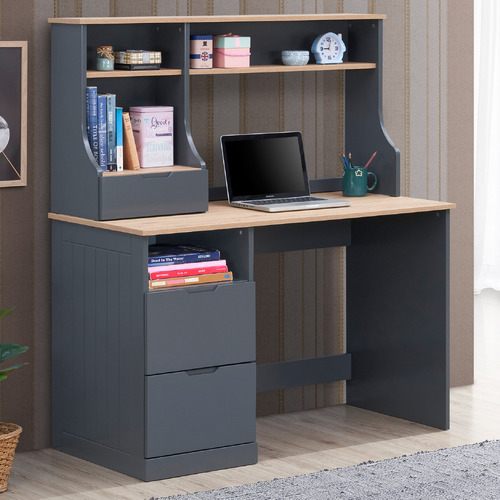 Gigi's Garden Dark Grey Eureka Wooden Desk with Hutch Temple & ster