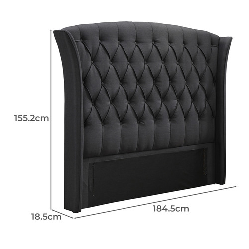 Dark Grey Edithvale Button Tufted Queen Bedhead | Temple & Webster