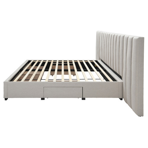 Gigi's Garden Oat White Alhambra Upholstery King Bed | Temple & Webster