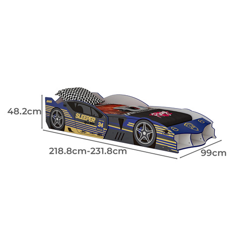 Anvha Long Single Adjustable Racing Car Bed