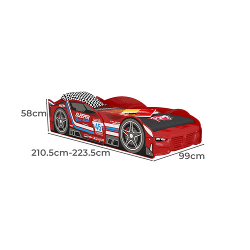 Yasin Long Single Adjustable Racing Car Bed with Mattress