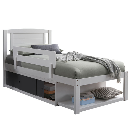 Clemmie Single Bed with Storage & Guardrail