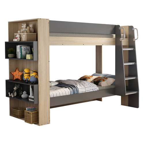 Cicely Single Bunk Bed with Bookshelf