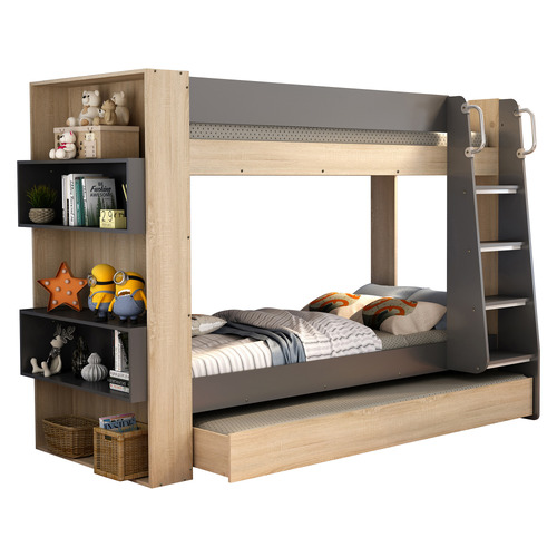 Cicely Single Bunk Bed with Bookshelf