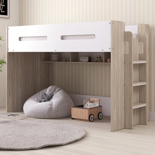Layton Single Loft Bed with Shelves
