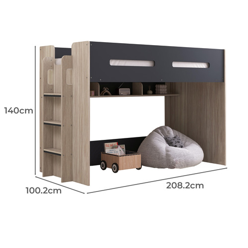 Layton Single Loft Bed with Shelves