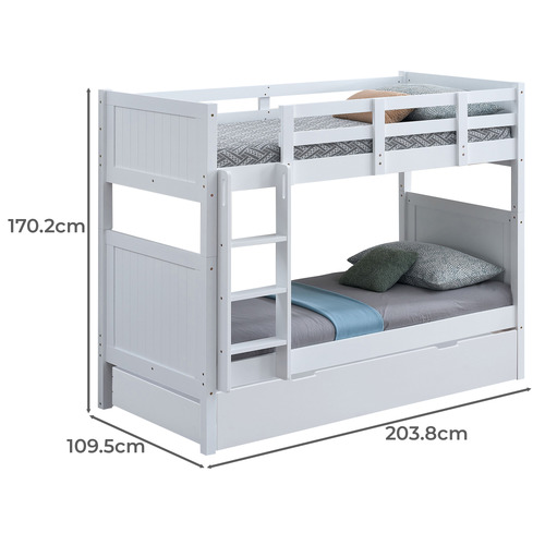 Lincoln Single Rubberwood Bunk Bed