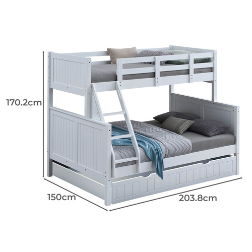 Lincoln Single Over Double Bunk Bed with Trundle