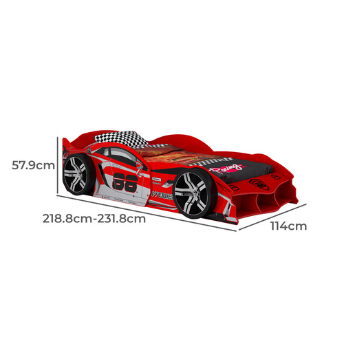 Gilbert Adjustable Racing Car Bed with Mattress