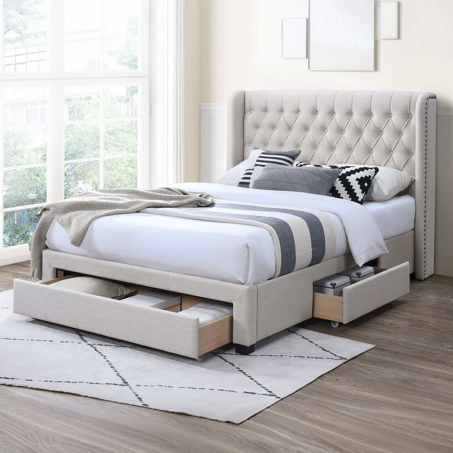 Alani Upholstered Bed Frame with Drawers