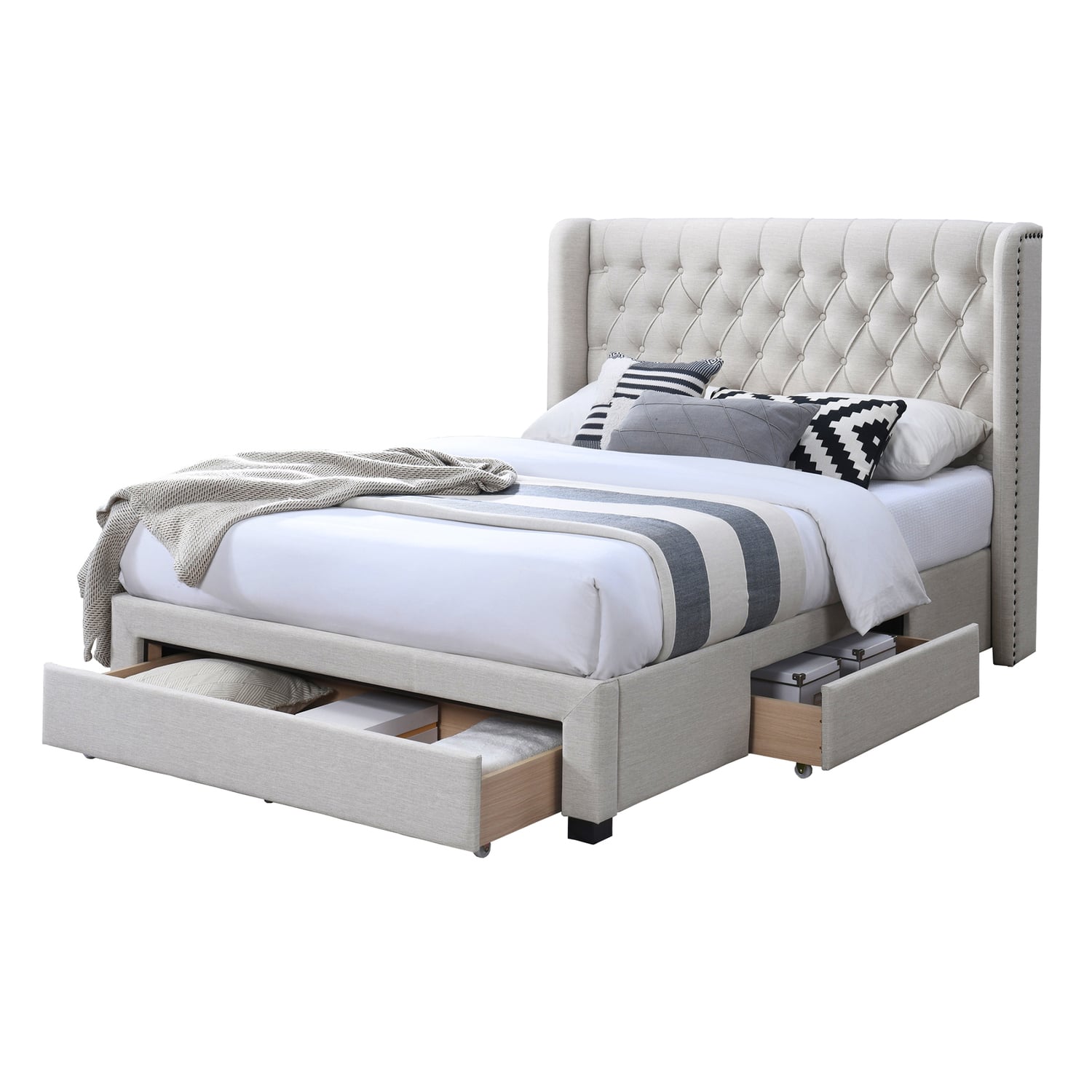Alani Upholstered Bed Frame with Drawers