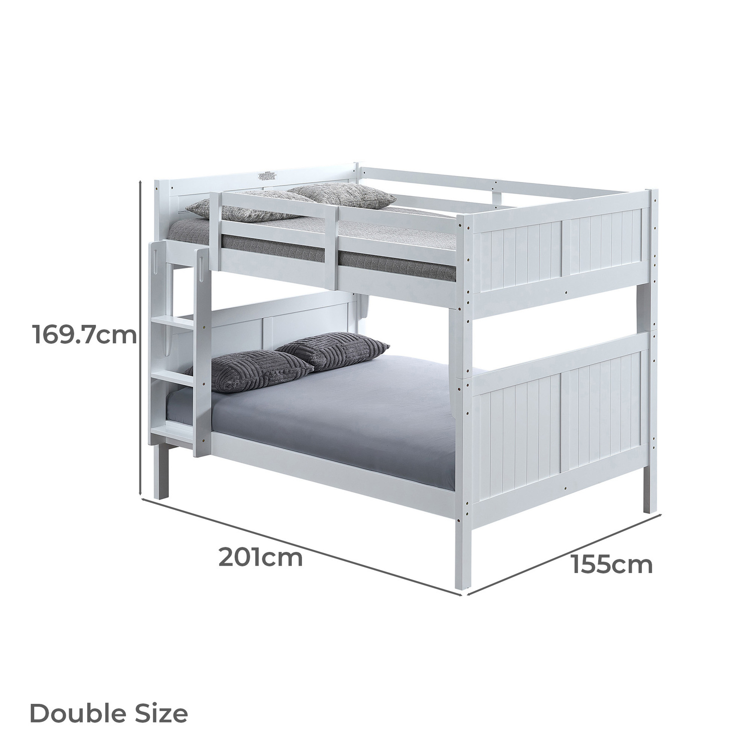 Lincoln Double Rubberwood Bunk Bed with Mattress