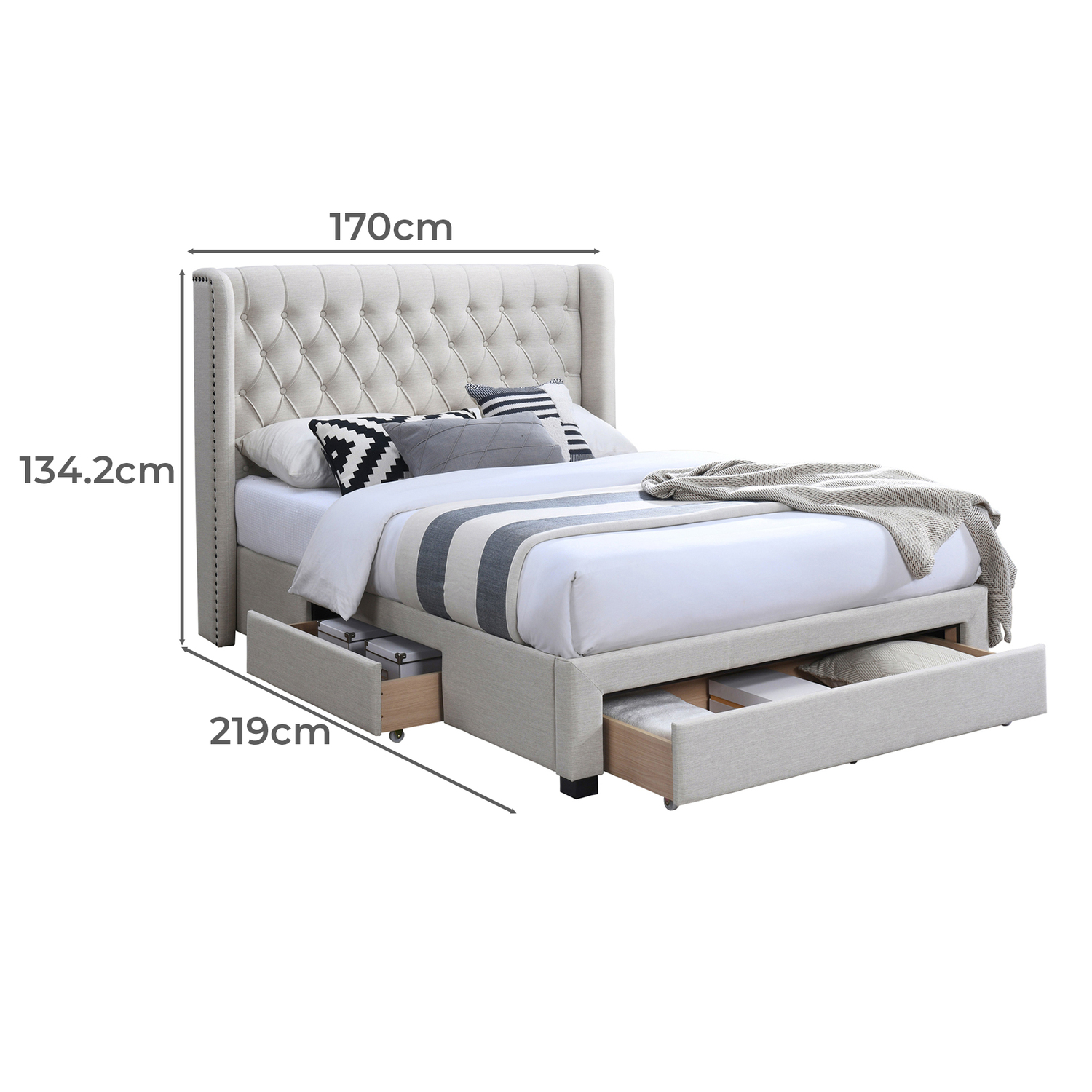 Alani Upholstered Bed Frame with Drawers
