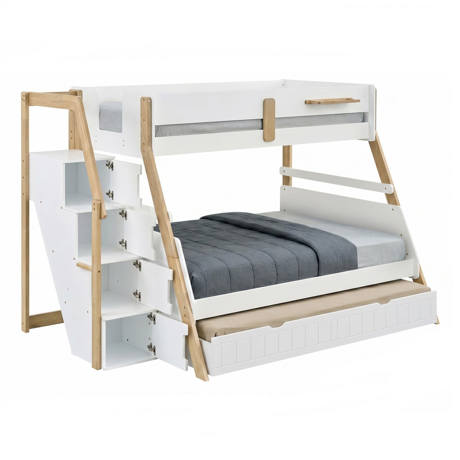Evan Single Over Double Bunk Bed with Double Trundle