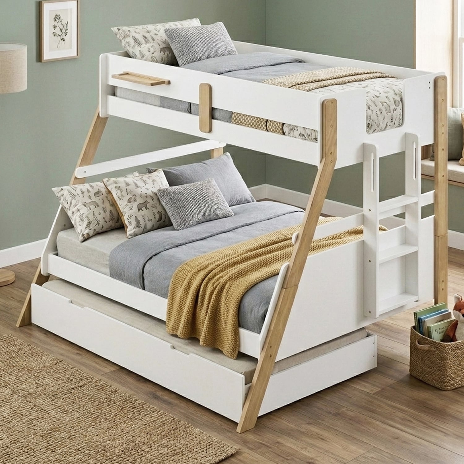 Ethan Single Over Double Bunk Bed with Single Trundle
