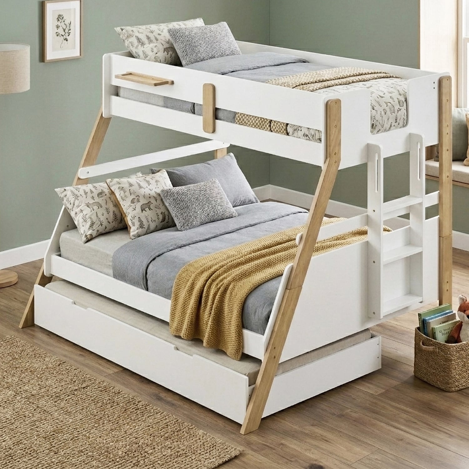 Ethan Single Over Double Bunk Bed with Single Trundle