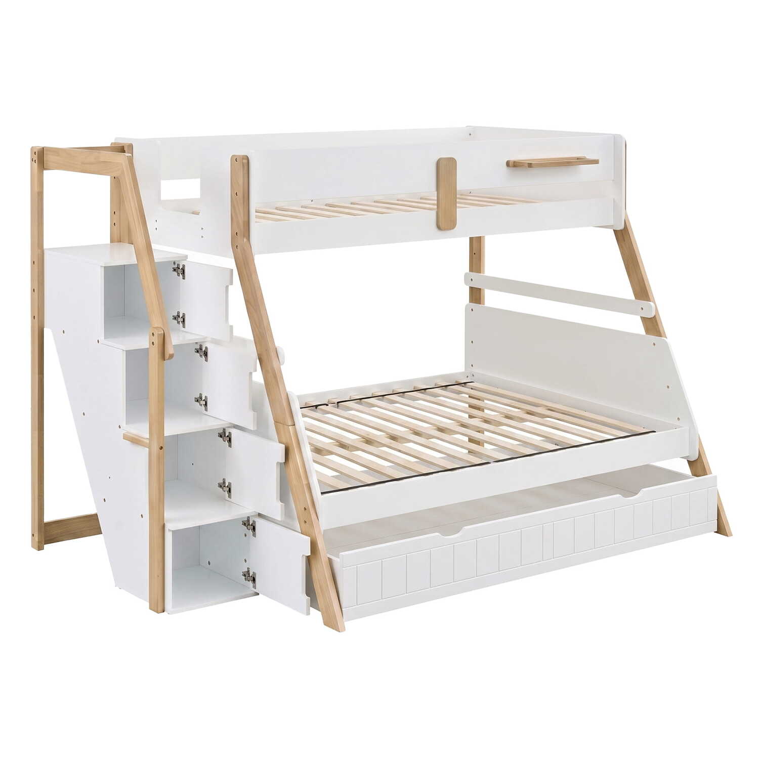 Evan Single Over Double Bunk Bed with Double Trundle