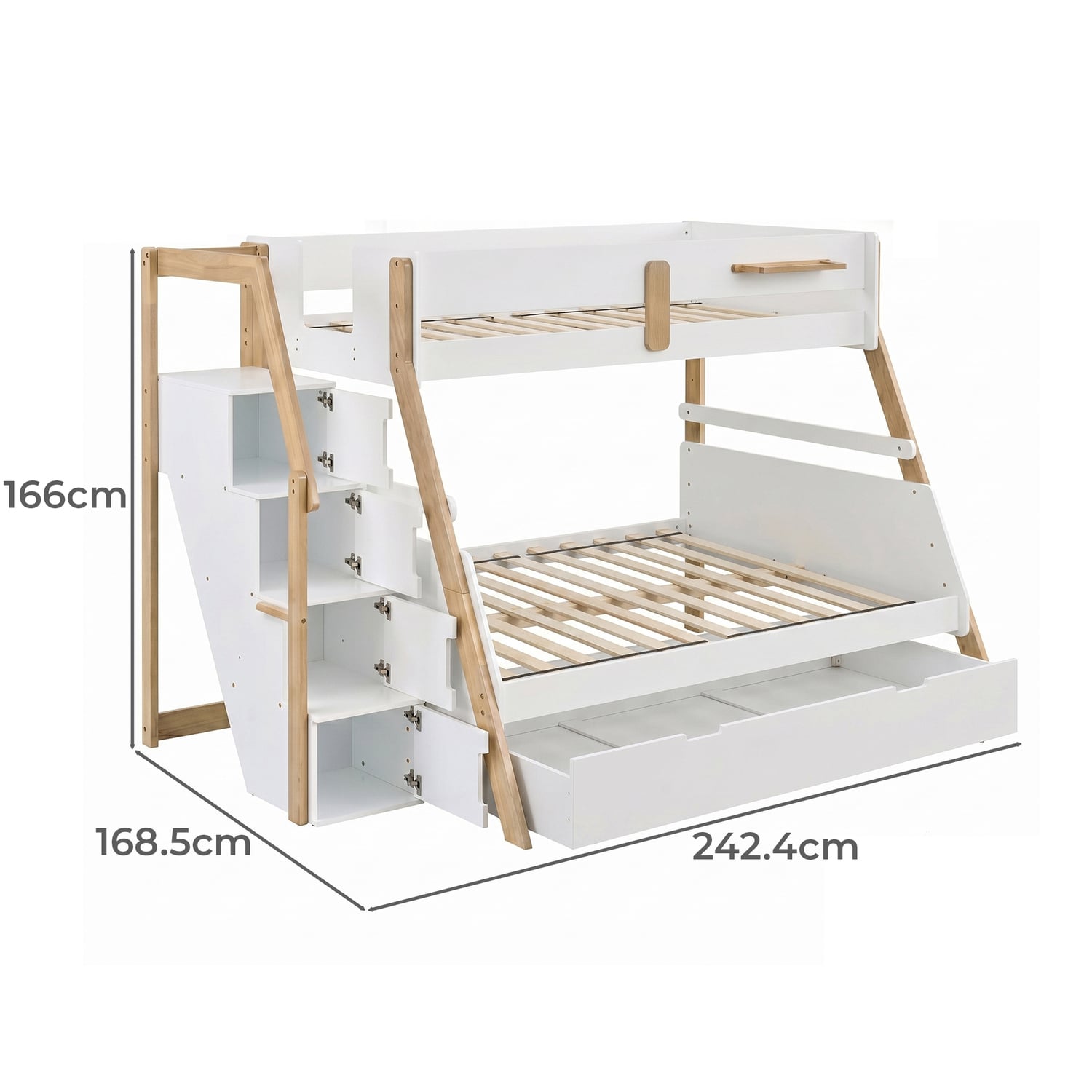 Evan Single Over Double Bunk Bed with Single Trundle