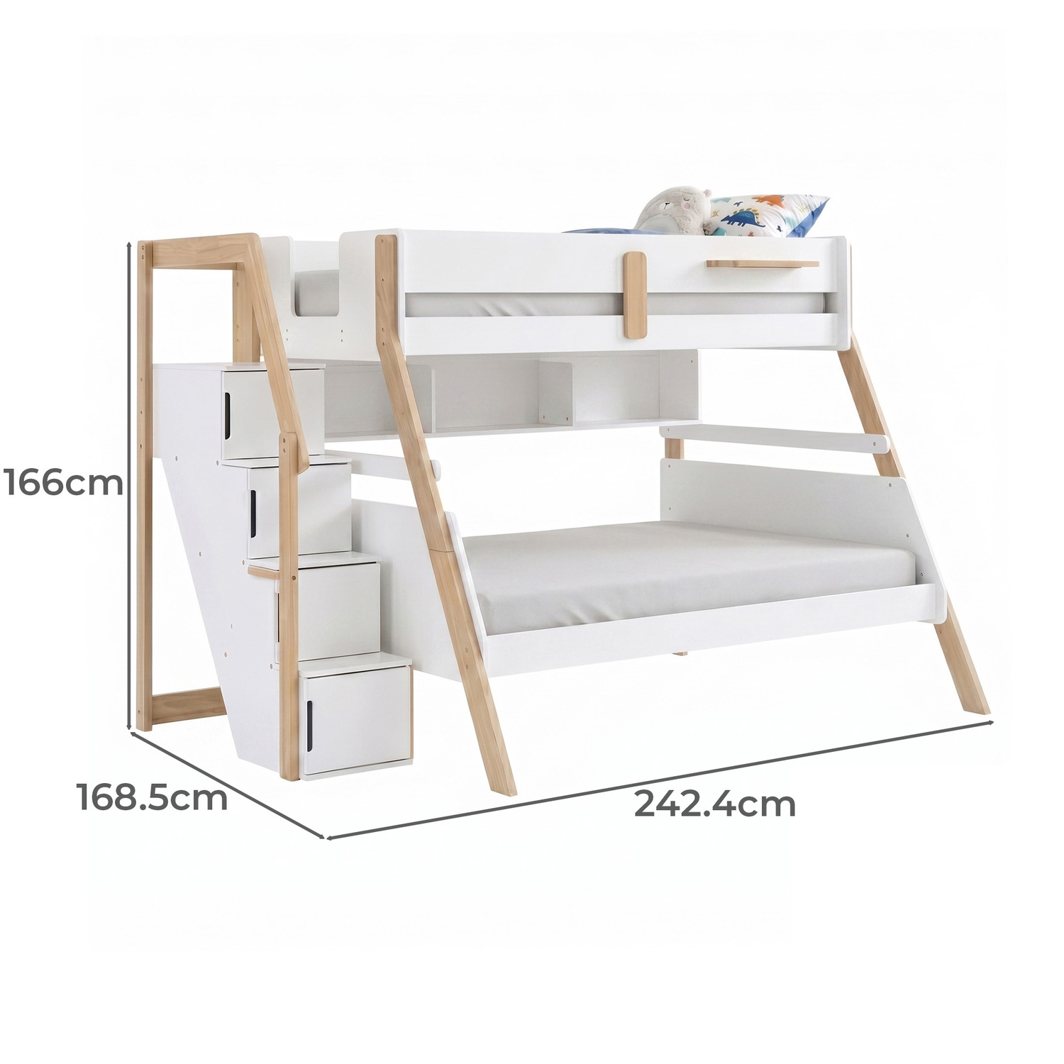 Evan Single Over Double Bunk Bed with Shelf
