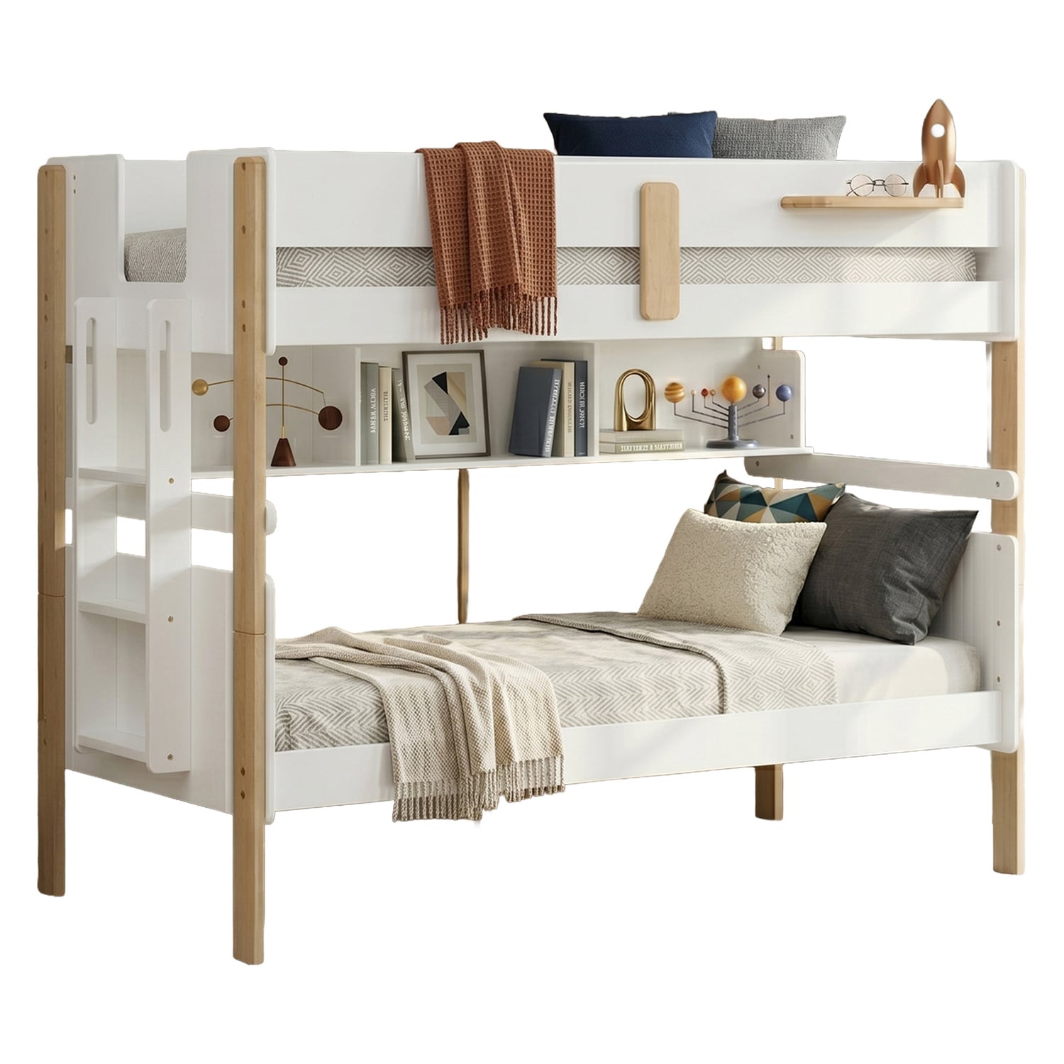 Ethan Single Bunk Bed with Shelves
