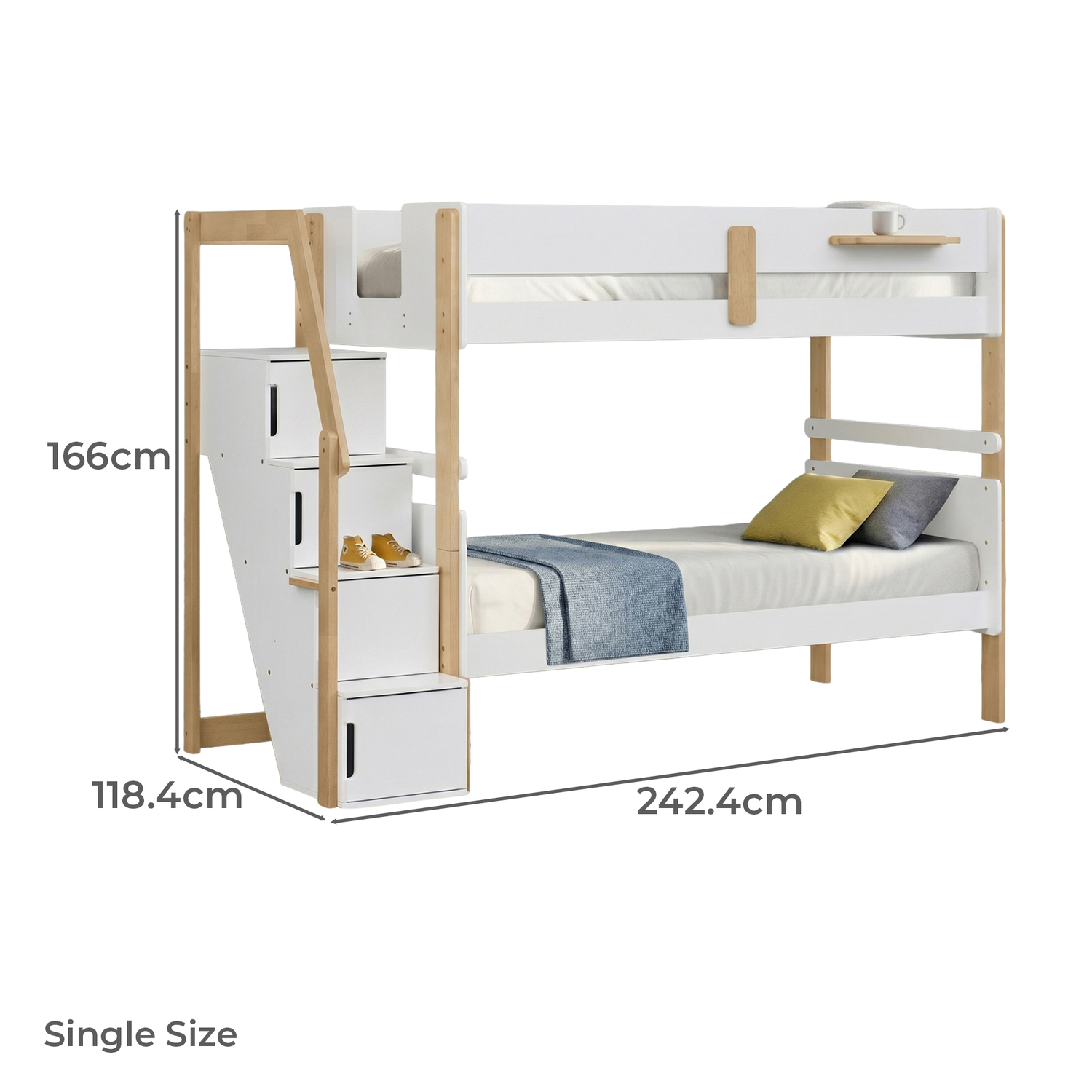 Evan Single Bunk Bed with Staircase