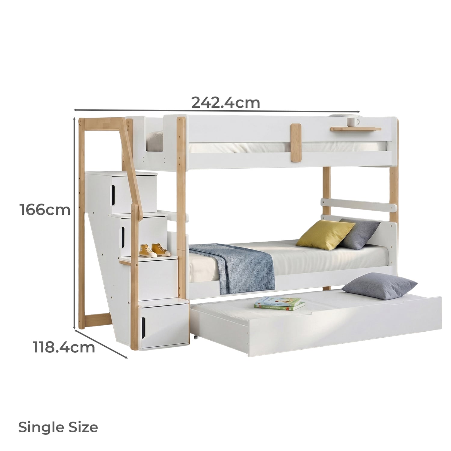 Evan Single Bunk Bed with Staircase
