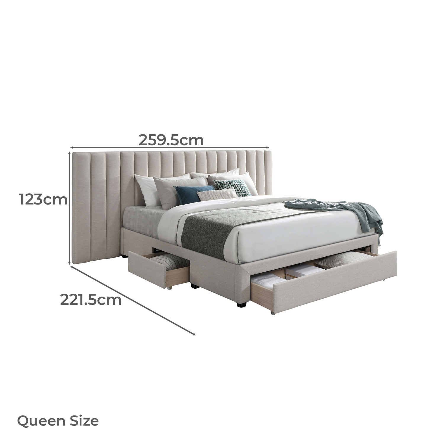 Solene Upholstered Bed Frame with Drawers