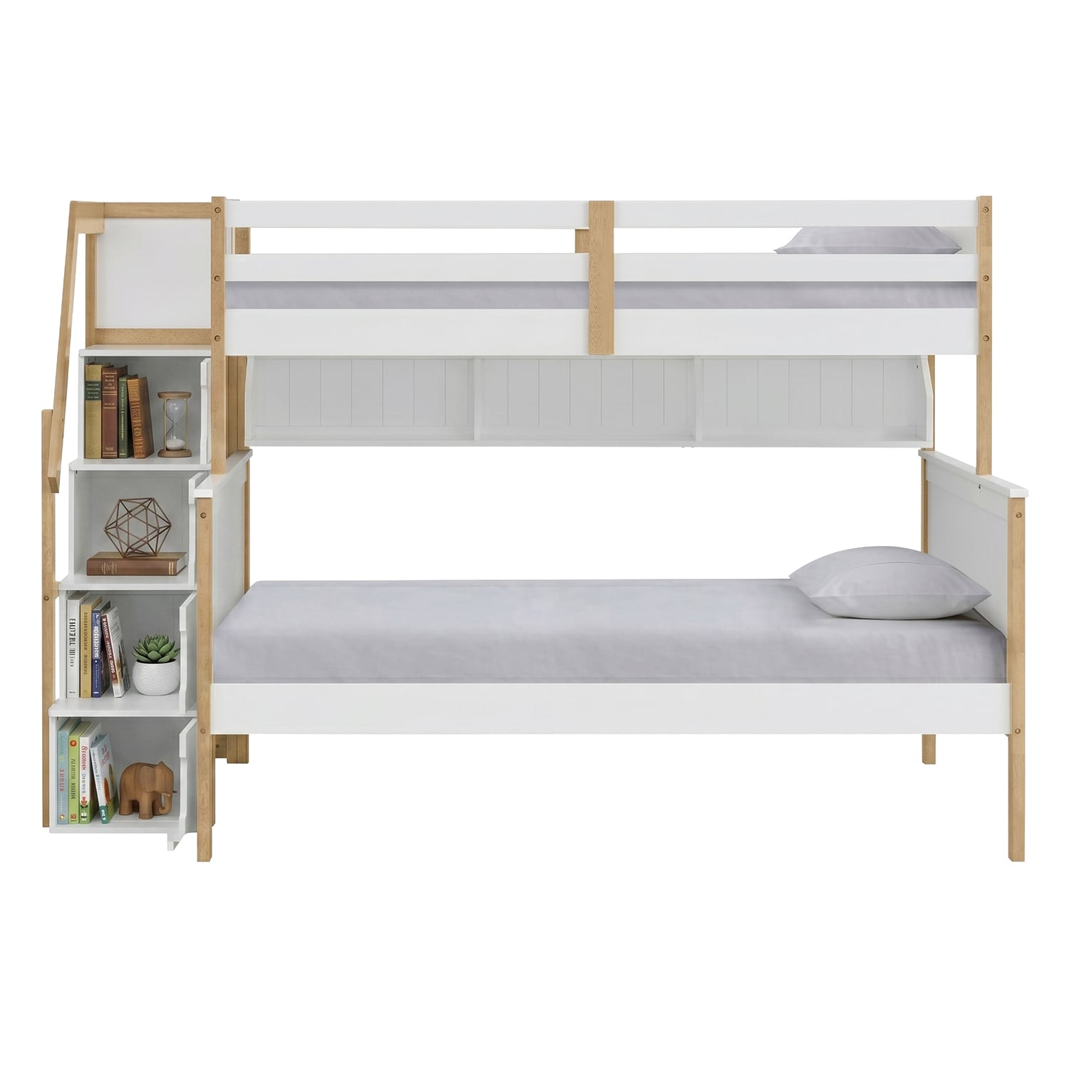 Evren Single Over Double Bunk Bed with Staircase & Shelf