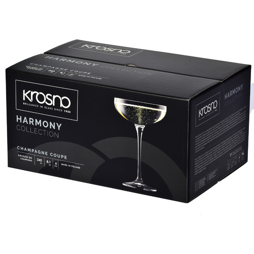 Krosno Harmony 240ml Champagne Coupe Glasses Temple & ster