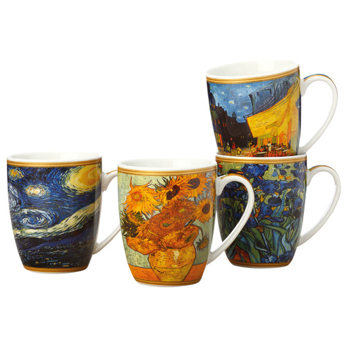 4 Piece Impressions Van Gogh 375ml Porcelain Mug Set