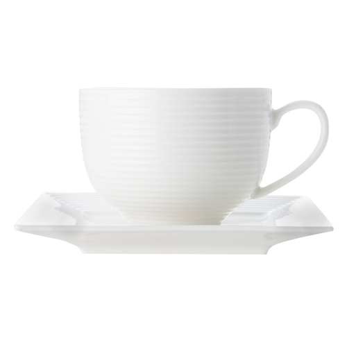 Casual White Evolve Square 280ml Porcelain Cup & Saucer