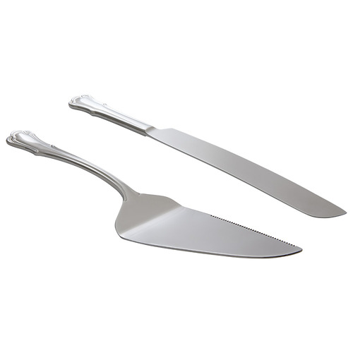2 Piece Brocade Stainless Steel Cake Serving Set