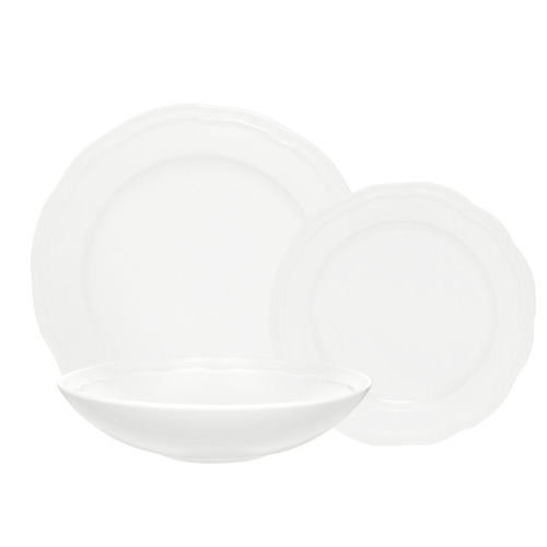 12 Piece Florence Scalloped Rim Porcelain Dinner Set