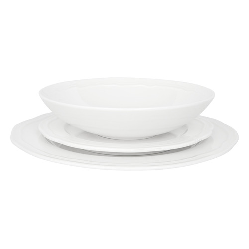 12 Piece Florence Scalloped Rim Porcelain Dinner Set