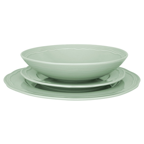 12 Piece Florence Scalloped Rim Porcelain Dinner Set